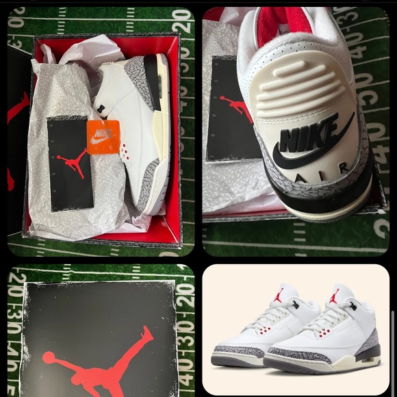 Nike Air Jordan 3 Reimagined White Red Cement Grey DN3707-100 Size 8 9 9.5 Mens - Picture 2 of 3